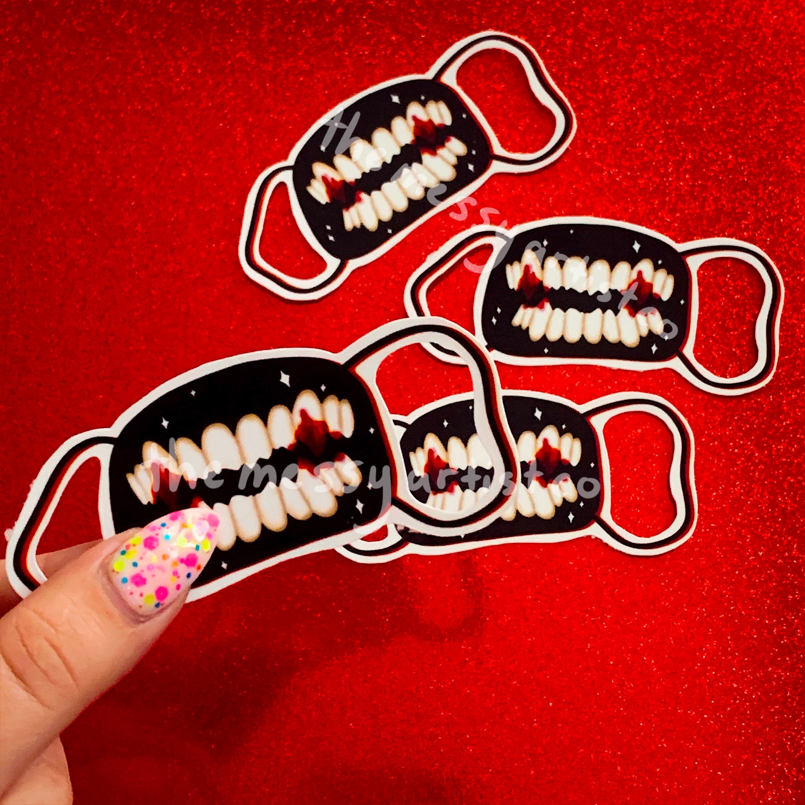 Vampire Sticker Die Cut Sticker Vampire Fangs Halloween Etsy