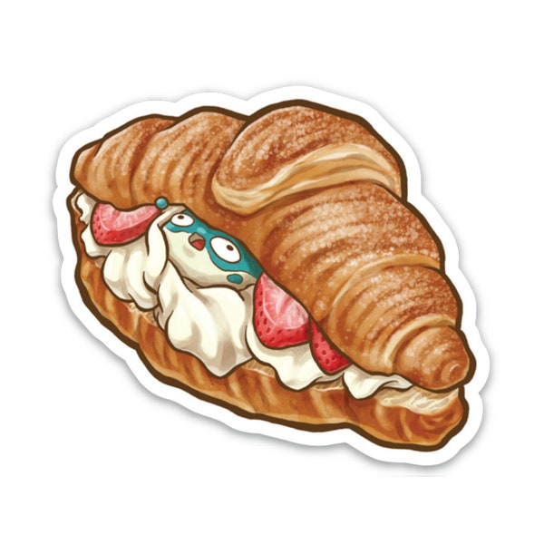 Fugucream Strawberry Croissant Vinyl Sticker