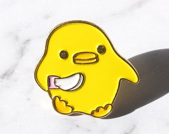 Cute Little Yellow Chicken With Knife Enamel Pin | Funny Pin | Gift for Girlfriend | Cute Gift for her | Birthday Pin