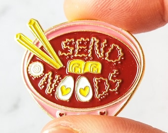 Enviar Pin de esmalte Noods / Pin divertido / Accesorios de regalo de cumpleaños / Pin de esmalte de fideos / Pin asiático / Pin de ramen