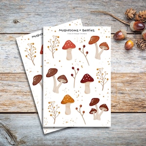 Mushrooms + Berries sticker sheet | bullet journaling stickers | planner stickers |stickers for bullet journal | bujo stickers
