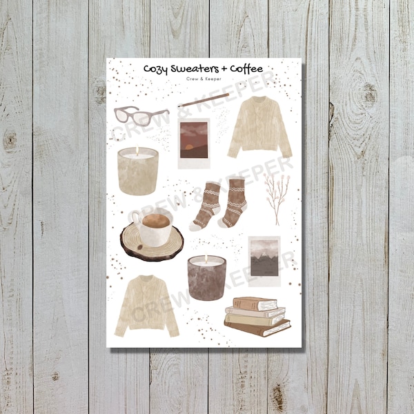 Cozy Sweaters + Coffee sticker sheet | bullet journaling stickers | planner stickers |stickers for bullet journal | bujo stickers