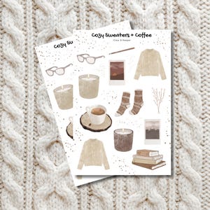 Cozy Sweaters + Coffee sticker sheet | bullet journaling stickers | planner stickers |stickers for bullet journal | bujo stickers