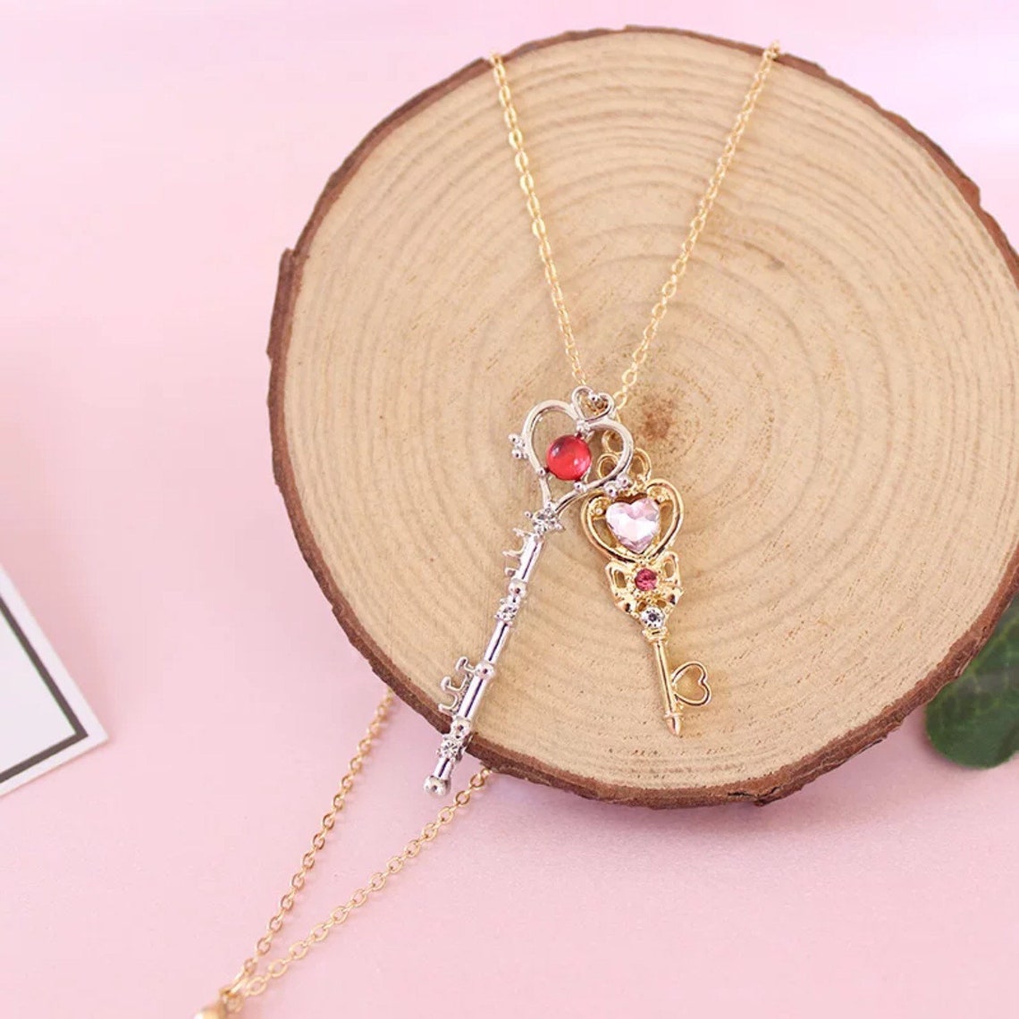 Magic Wand Pendant Sailor Moon Necklace Heart Key Necklace | Etsy