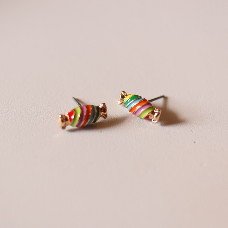 Candy Earrings Rainbow Candies Earrings Gold Sweet Earrings Etsy