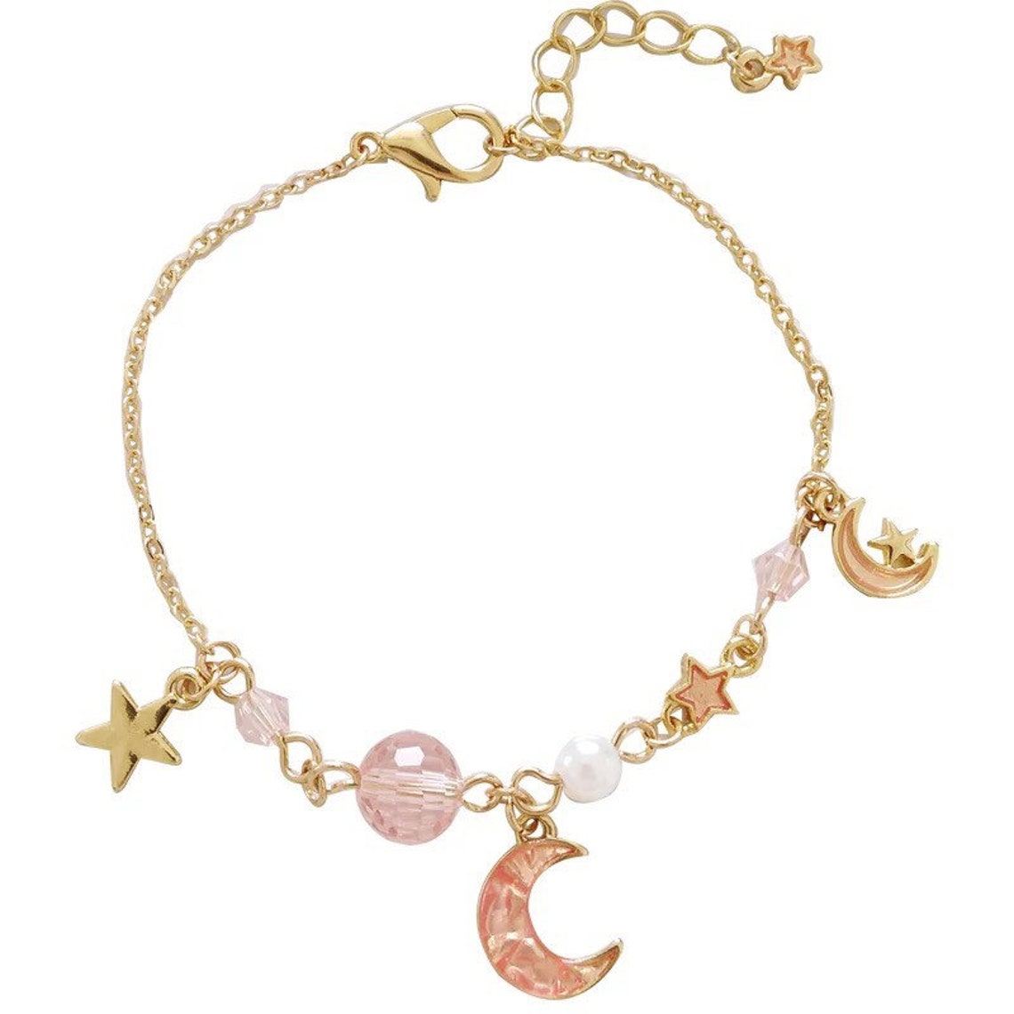 Moon and Star Bracelet Crescent Moon Charm Bracelet Blue / Etsy