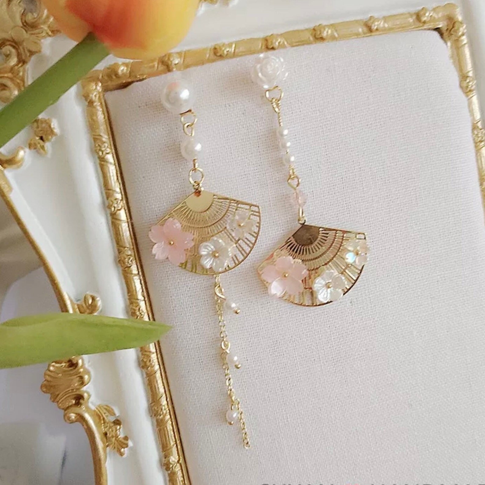 Sakura Fan Earrings Cherry Blossom Earrings Two Way - Etsy