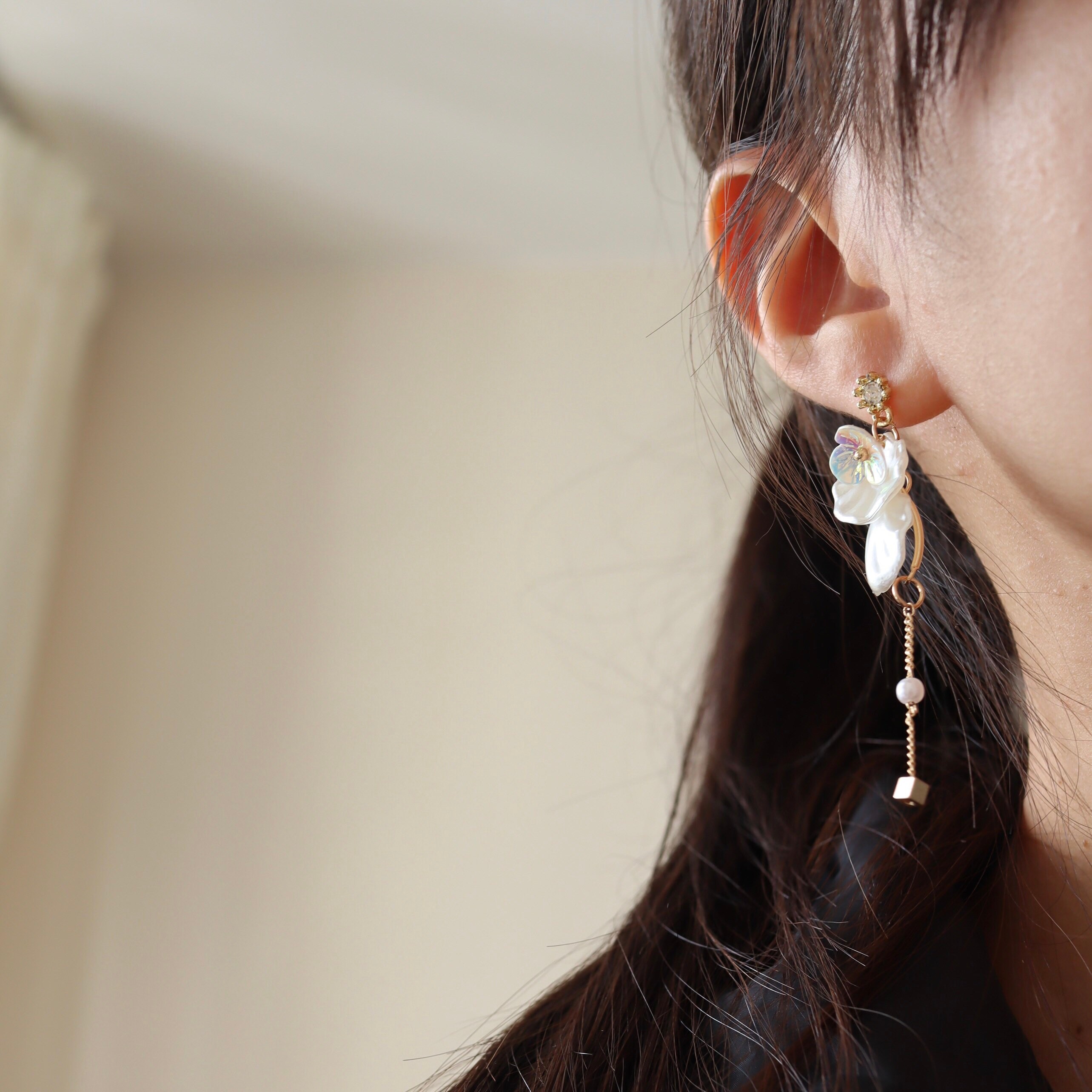 Sea Shell and Pearl Earrings Flower Petal earrings Floral | Etsy