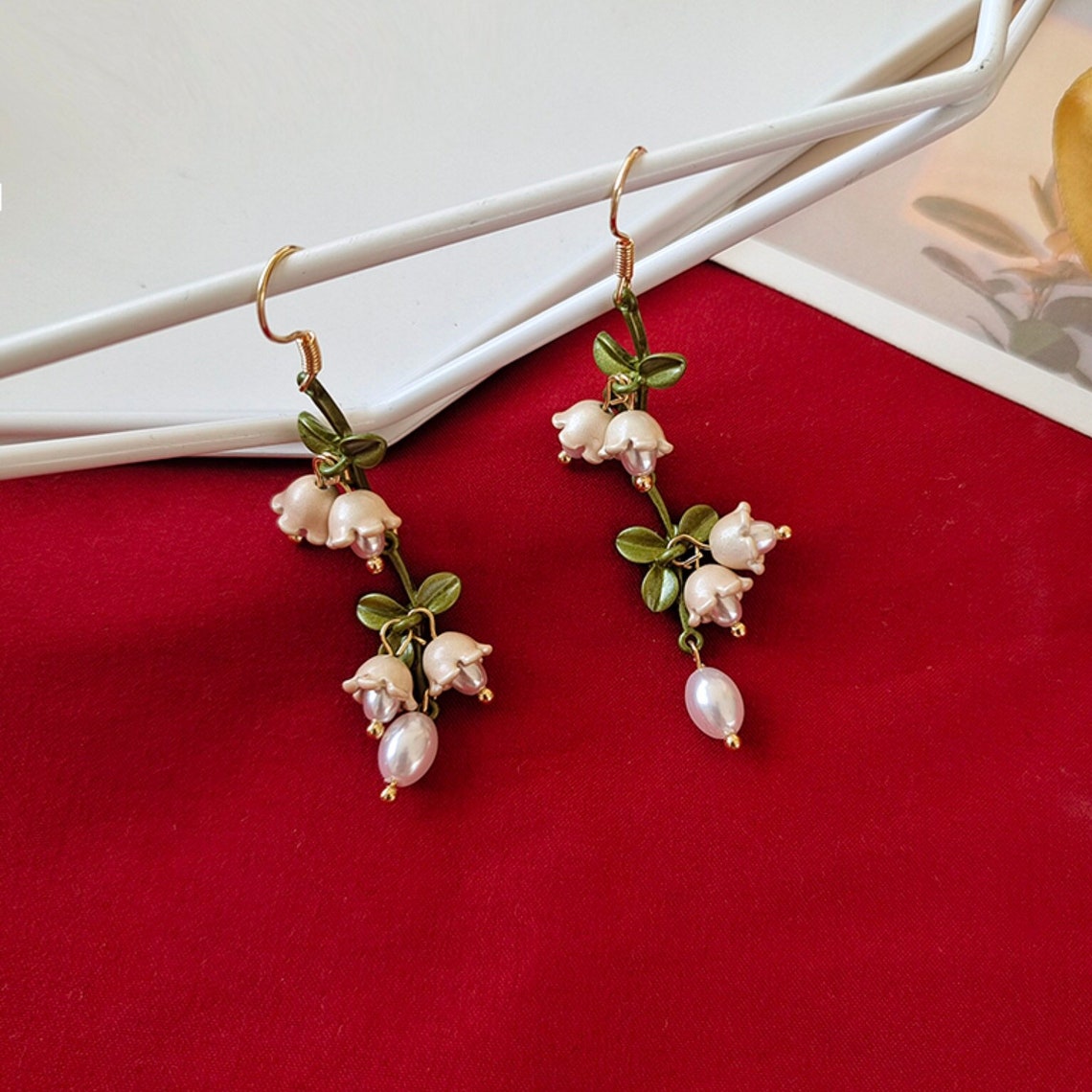 Lily of the Valley Earrings Flower Earrings Dangle Floral Etsy