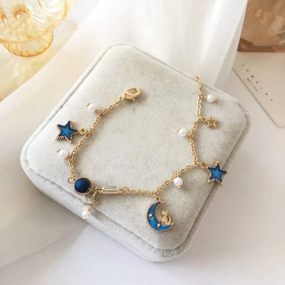 Luna Midnight | Blue Goldstone & Bayong Wood Crescent Moon Diffuser Br –  The Austin Bracelet Company