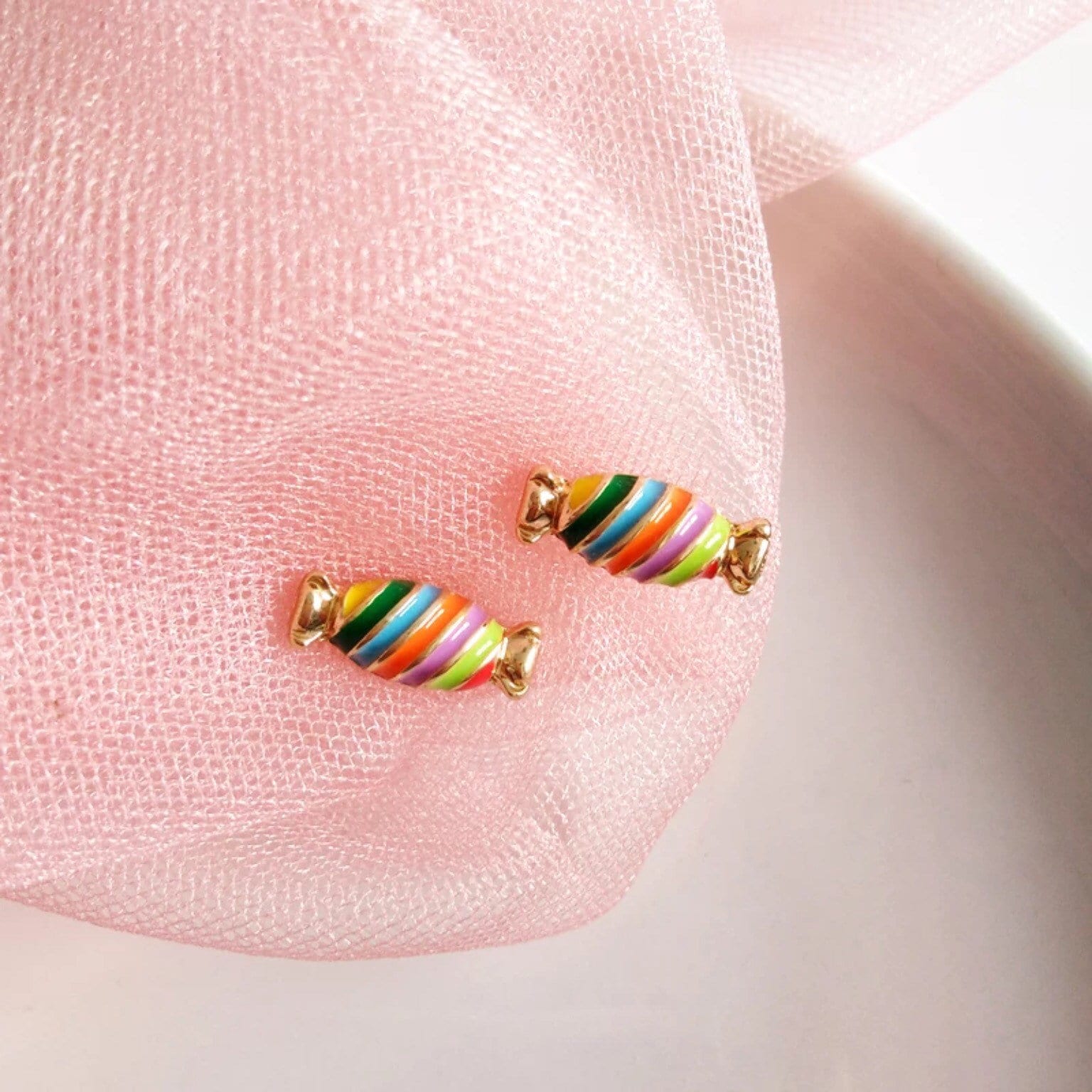 Candy Earrings Rainbow Candies Earrings Gold Sweet Earrings Etsy