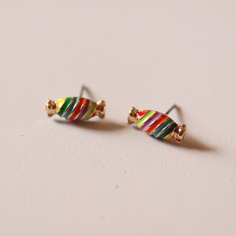 Candy Earrings Rainbow Candies Earrings Gold Sweet Earrings Etsy