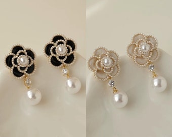 chanel pearl earrings vintage clip