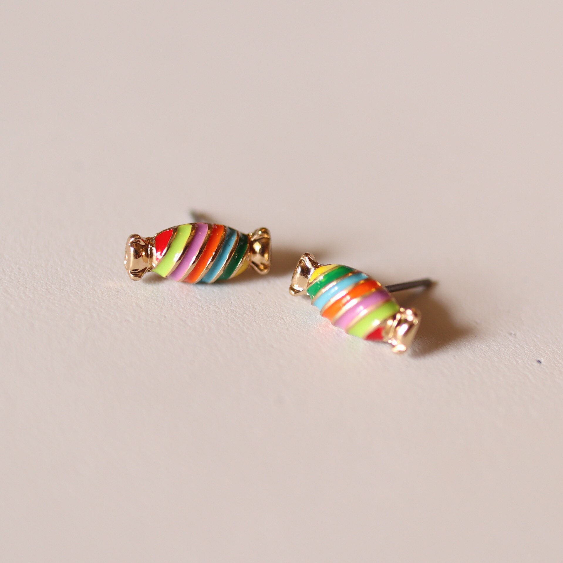 Candy Earrings Rainbow Candies Earrings Gold Sweet Earrings Etsy