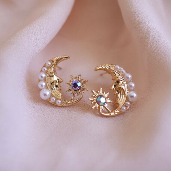 Etsy sun and moon earrings online