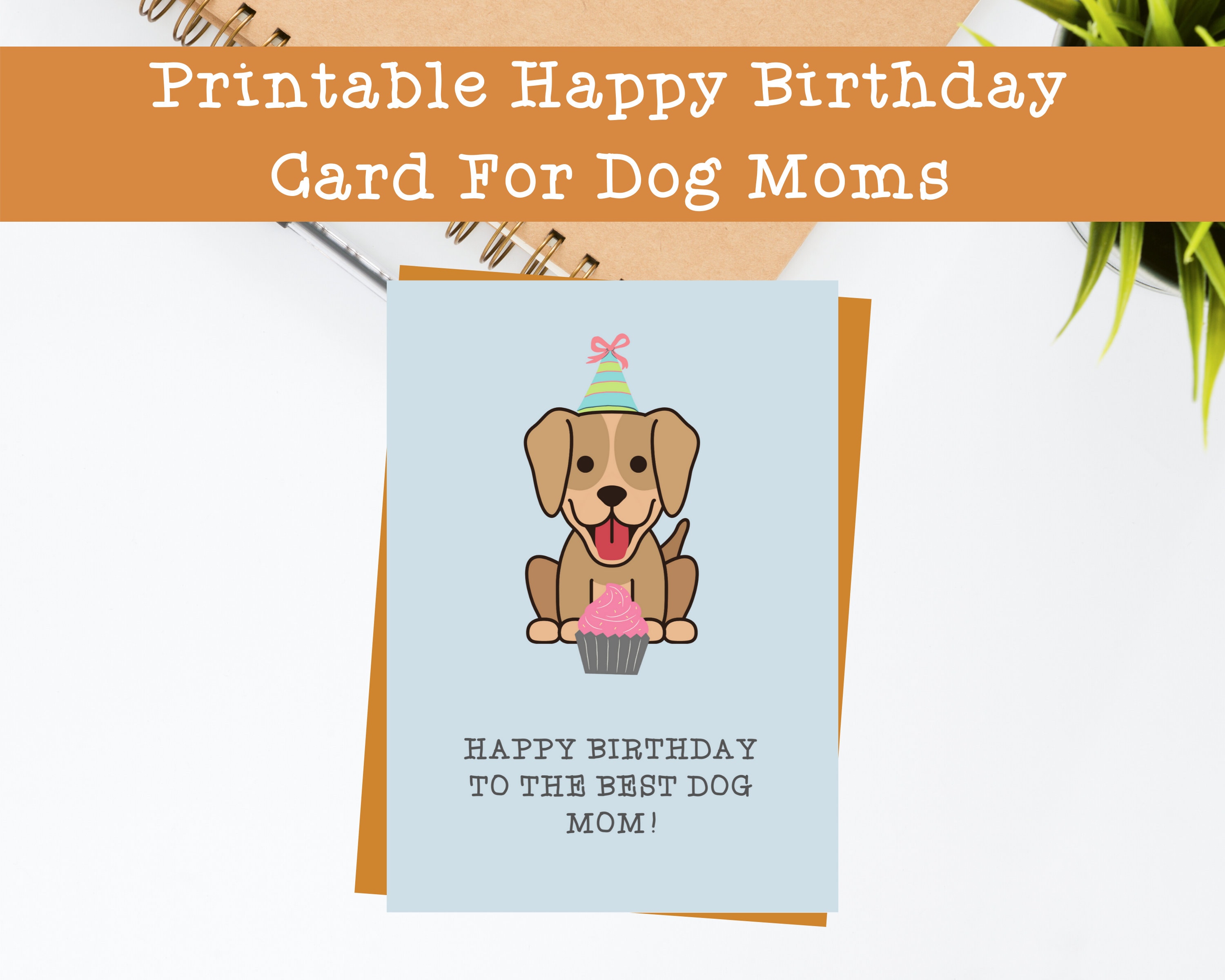 dog mom printable happy birthday card digital instant etsy