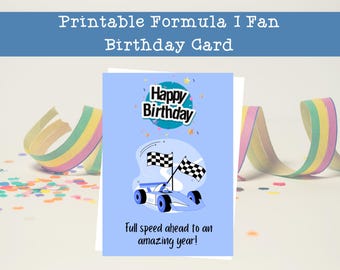 Tarjeta de cumpleaños de Fórmula 1 (descarga digital)