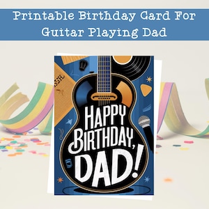 Printable Birthday Card For Guitar Player, Guitarist Card, Musical Dad Gift, Musical Birthday Card, Musician Card
