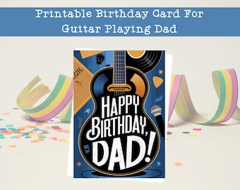 Tarjeta de cumpleaños para papá guitarrista: regalo musical (imprimible)