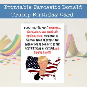 Cartão de aniversário engraçado dos desenhos animados de | Cumprimento engraçado da paródia do trunfo | Cartão de aniversário político cómico | Presente de aniversário exclusivo do Trump