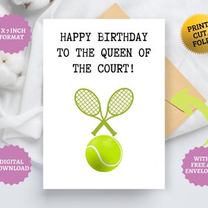 Carte d'anniversaire imprimable pour maman de tennis, cadeau de mère de tennis, téléchargement immédiat