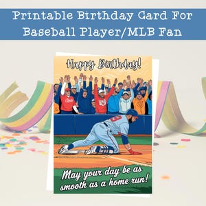 Carte d'anniversaire imprimable pour joueur de baseball, carte de sport MLB, carte pour fan de baseball, carte de ligue majeure de baseball pour fils, frère, petit ami