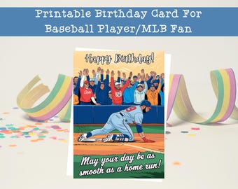 Tarjeta de cumpleaños de béisbol imprimible: regalo para fanáticos de la MLB (PDF y JPG)