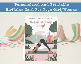 Tarjeta de cumpleaños de yoga personalizada: Tarjeta Namaste imprimible (PDF)