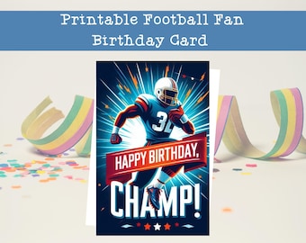 Tarjeta de cumpleaños para un fanático del fútbol americano: temática deportiva de la NFL (descarga digital)