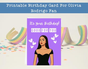 Tarjeta de cumpleaños de Olivia Rodrigo: regalo de cultura pop (imprimible)