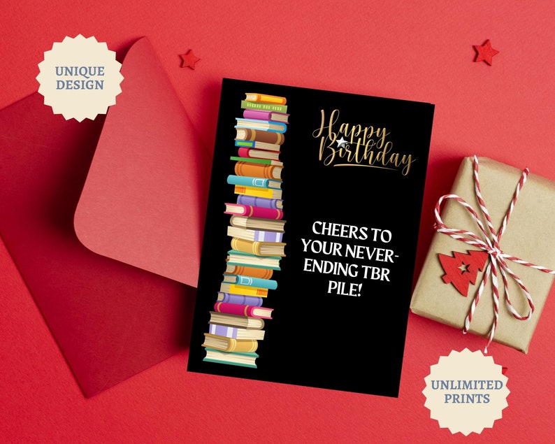 Book Lover Birthday Card: Funny Bookworm Design (digital Download) - Etsy