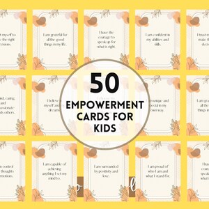 50 cartes d'autonomisation pour les adolescents, affirmations positives de confiance en soi pour les enfants, citations de mots d'encouragement - téléchargement immédiat