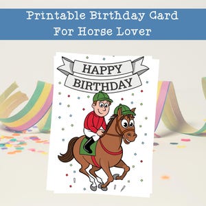 Printable Birthday Card For Horse Lover, Cute Horse Birthday Gift, Card For Boys Who Love Horses And Ponys, Animal Lover Gift
