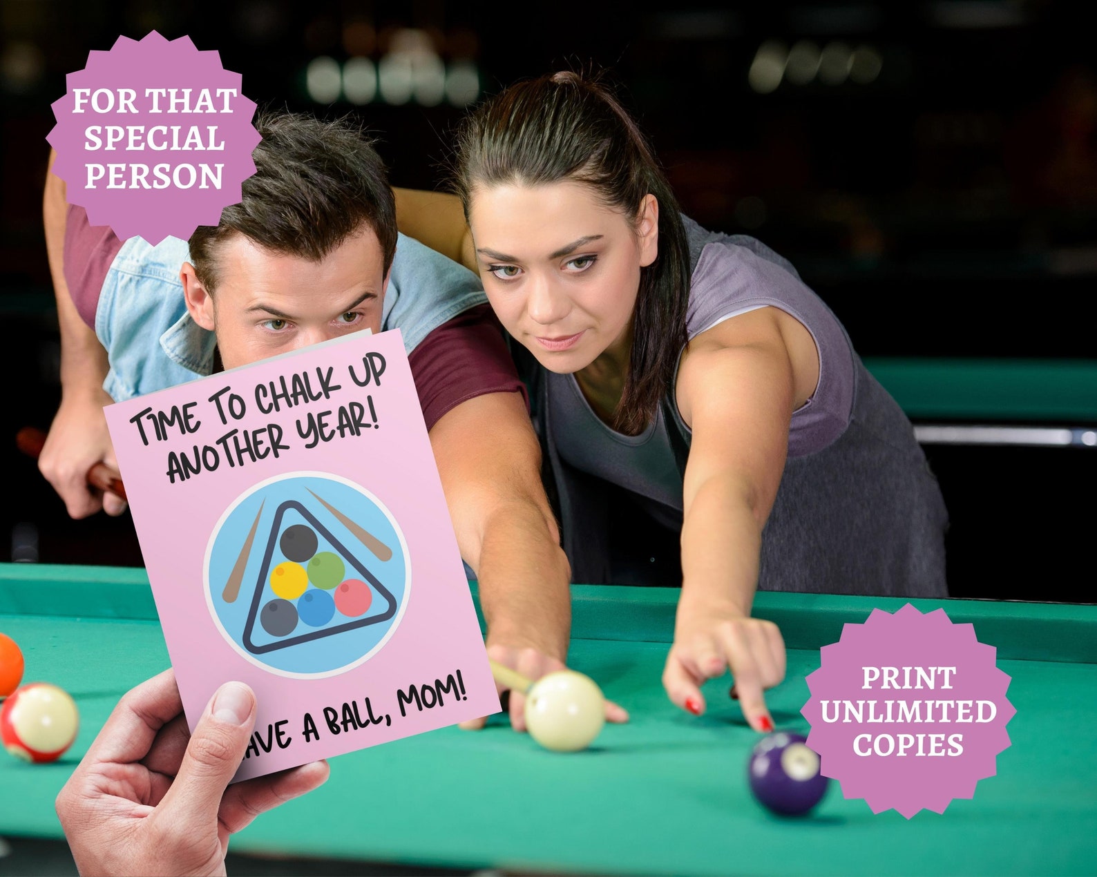 Birthday Card for Snooker Mom Pool Player Gift Billiard Cue Birthday ...