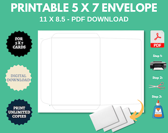 Printable A7 Envelope Template: DIY 5x7 Greeting Card (PDF)