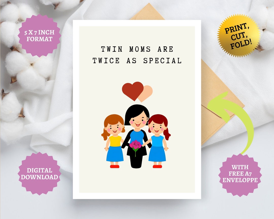 Twin Sons of Different Mothers［カセット］ Twin Mom Mother's Day Card: Twin Daughters Birthday (printable