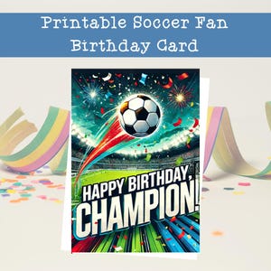 Soccer Fan Birthday Card | Football Gift Card  | Soccer Lover Card | Christiano Ronaldo | Lionel Messi | Happy Birthday Champion