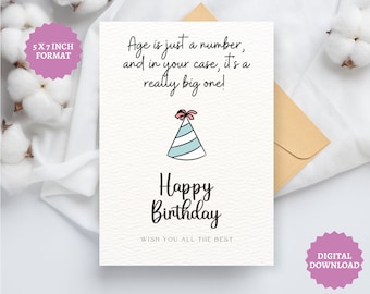 Funny Birthday Card For Dad Mom Gift Party Hat Comical Card Grandparents Birthday, Adult Birthday Card, Instant Download