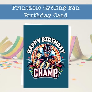 Biglietto di auguri di compleanno per gli appassionati di ciclismo, tema ciclismo, biglietto ciclista, andare in bicicletta, download immediato