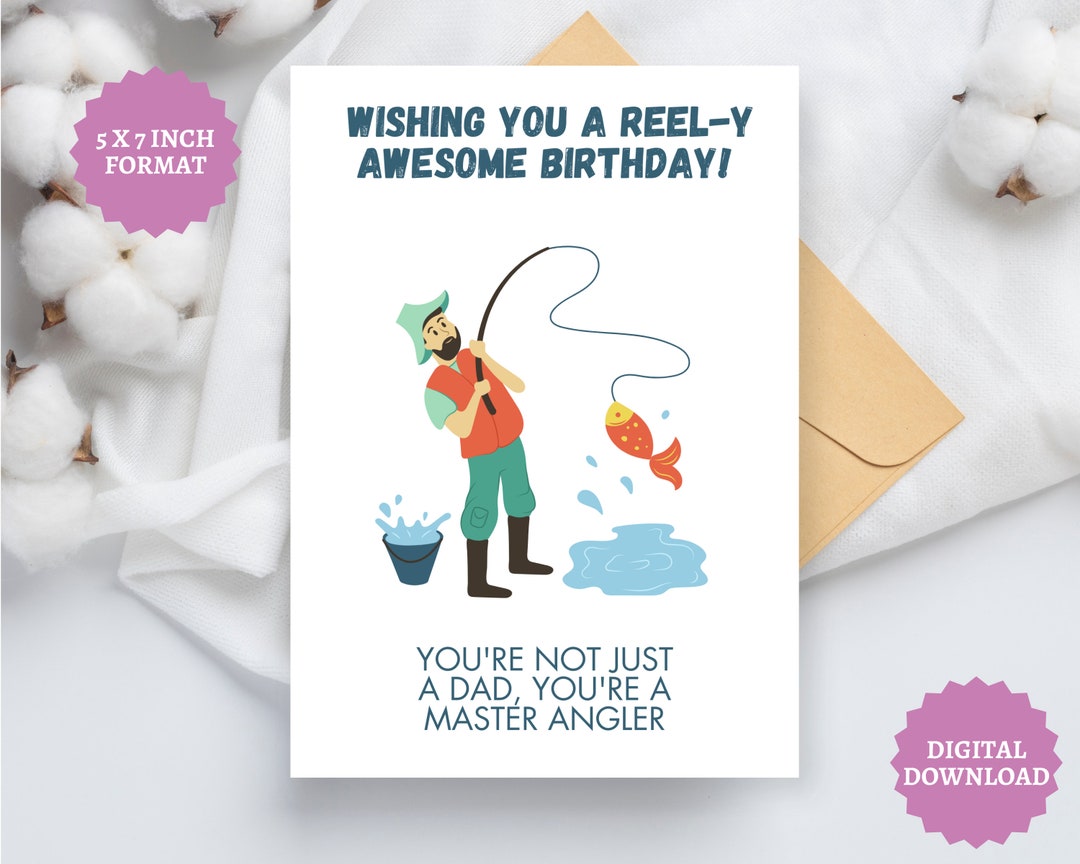 Fishing Birthday Card for Dad: Angler Gift (printable) - Etsy
