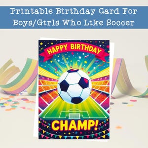 Printable Soccer Birthday Card | Football Gift Card | Soccer Card | Christiano Ronaldo | Lionel Messi | Football Card for Kids