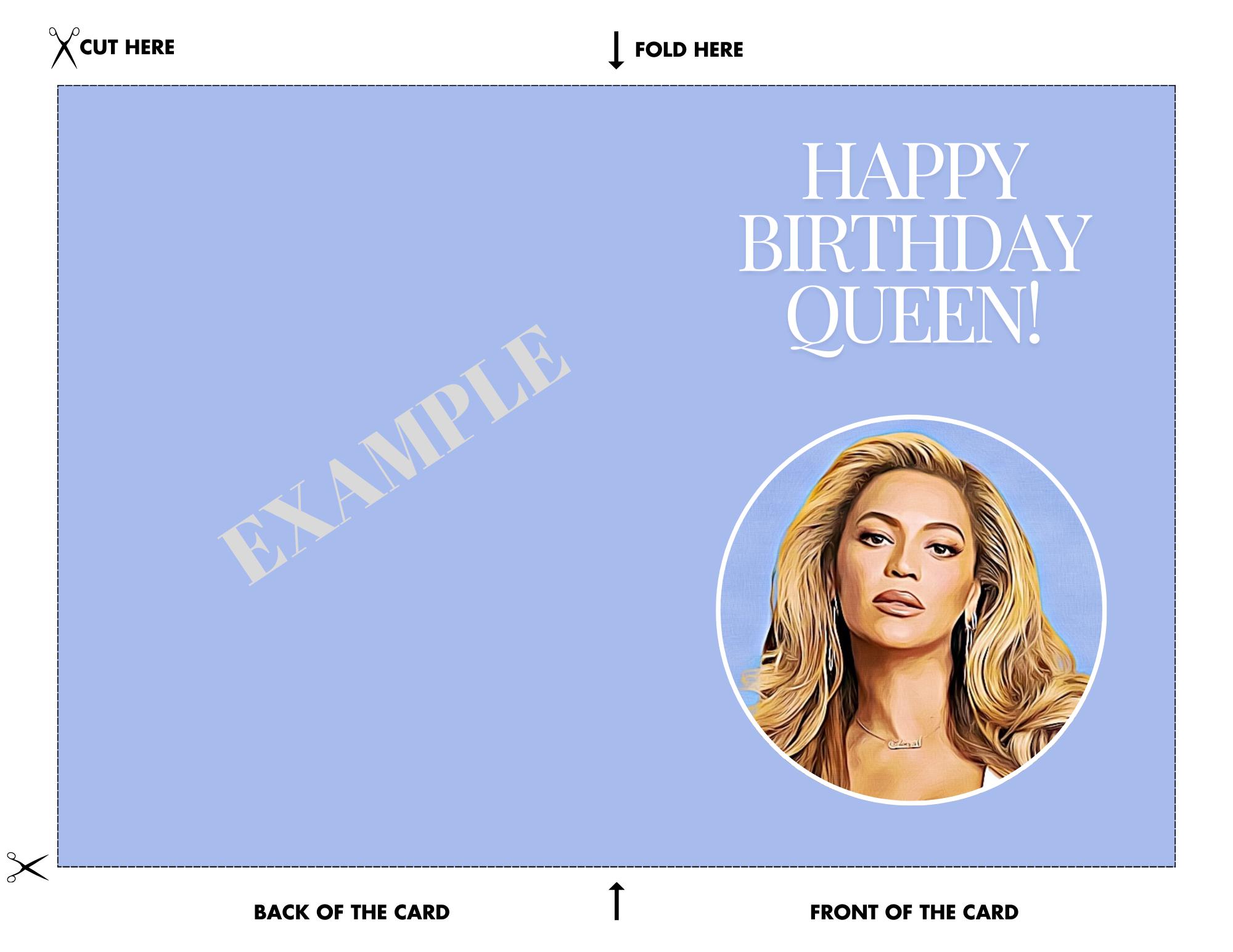 Queen Beyonce Printable Birthday Card | Queen B Fan Birthday Card ...