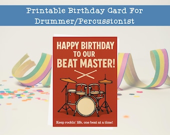 Tarjeta de cumpleaños para baterista: Batería Beat Master (descarga digital)