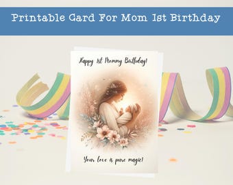 Tarjeta imprimible de feliz primer cumpleaños para mamá, tarjeta para mamá primeriza, regalo de cumpleaños para mamá de parte de un bebé, regalo para mamá primer bebé, tarjeta de primer cumpleaños como mamá