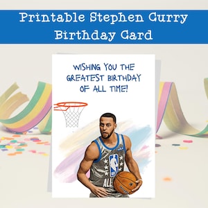 Stephen Curry Geburtstagskarte zum Ausdrucken | NBA Champion Karte | S. Curry inspiriert Basketball Sport Geburtstagsgeschenk