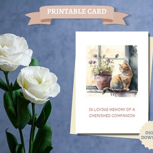 Carte de sympathie pour la perte d'un chat Condoléances personnalisables et carte de deuil Carte de deuil pour les propriétaires de chat