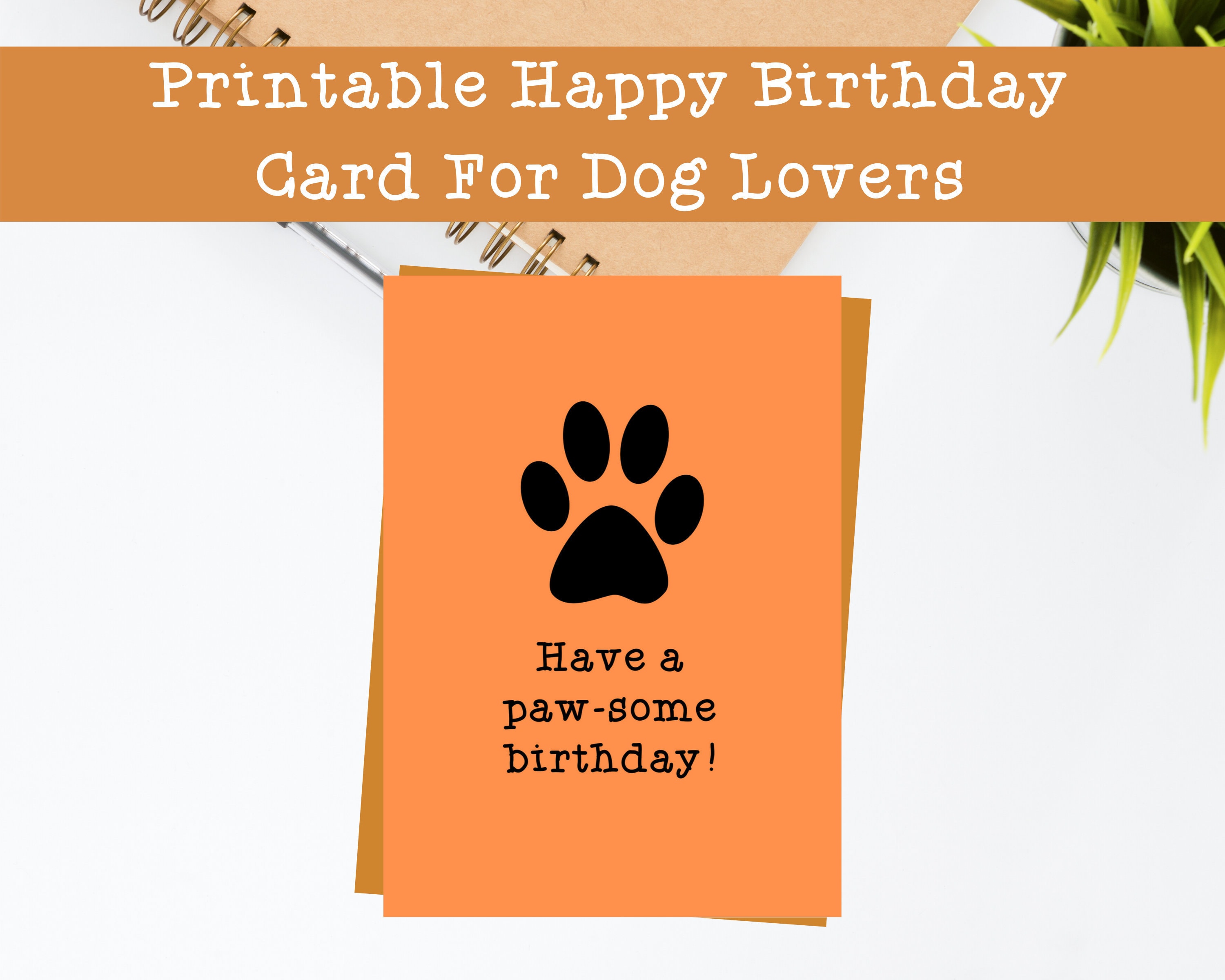 Printable Happy Birthday Card Dog Paw Digital Instant - Etsy Nederland