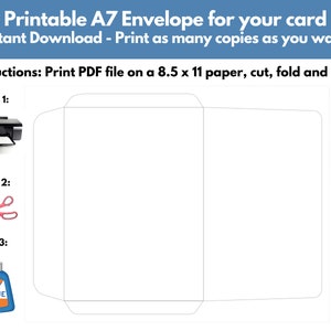 Printable A7 Envelope Template 5 X 7 DIY Digital Greeting Card Envelope ...