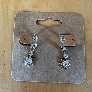 Silver Sun Huggie Hoop Earrings