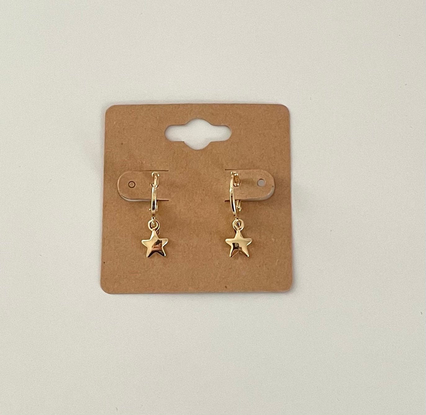 Gold Star Huggie Hoop Dangle Earrings - 18k gold plated